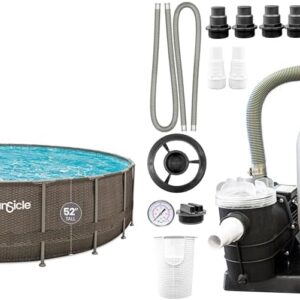Funsicle 22ft x 52in Round Oasis Designer Above Ground Pool with Dark Double Rattan Finish, SkimmerPlus Filter Pump, Ladder & Full Accessory Set
