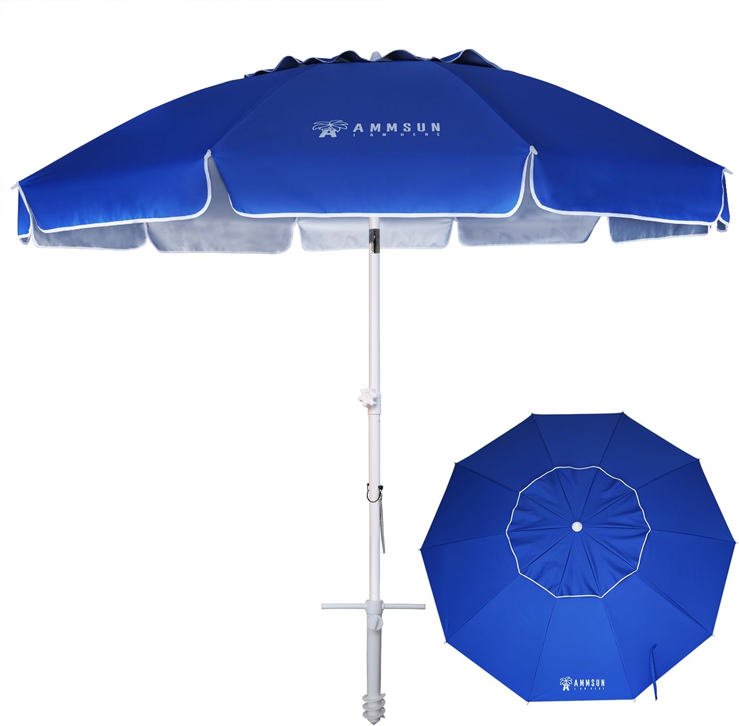 AMMSUN 8FT Beach Umbrella with Sand Anchor – Windproof Outdoor Sunshade with Tilt, Air Vents & UPF 50+ UV Protection for Beach, Pool & Patio - Image 14