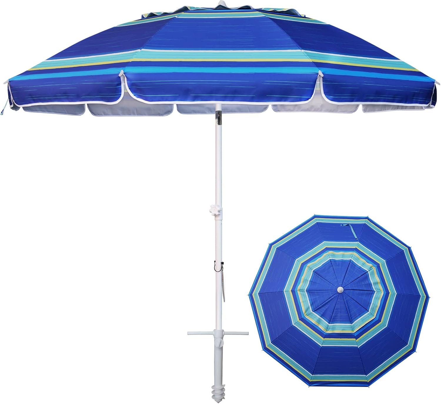AMMSUN 8FT Beach Umbrella with Sand Anchor – Windproof Outdoor Sunshade with Tilt, Air Vents & UPF 50+ UV Protection for Beach, Pool & Patio - Image 7