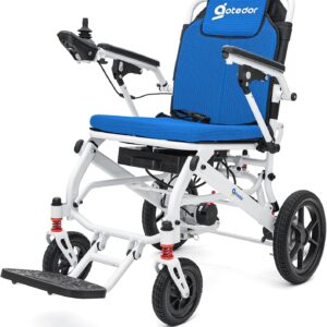 Ultra-Light Folding Electric Wheelchair – 22-Mile Range, Dual Lithium Batteries, 39 lbs Lightweight Power Chair for Adults – All-Terrain, Airline Approved