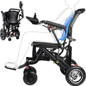 42 lbs Lightweight Electric Wheelchair – Gradient Color, Bluetooth Remote, Dual Batteries, 500W Power, Foldable & Airline Approved