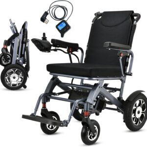 2025 Reclining Electric Wheelchair – 30+ Mile Range, Foldable All-Terrain Power Chair with Dual Batteries, Headrest & Telescopic Handle