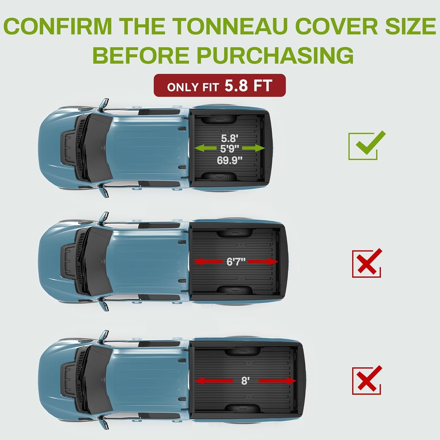 AUTOSAVER88 Soft Tri-Fold Tonneau Cover for 2019–2025 Silverado/Sierra 1500 (New Body Style) 5.8ft Bed – Not for Multi-Flex or CarbonPro - Image 2