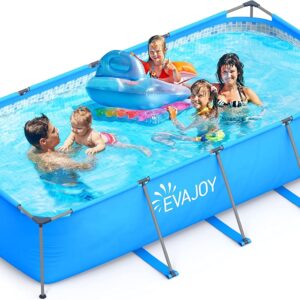 EVAJOY 16ft x 48in Round Above Ground Metal Frame Pool Set with 2000 GPH Sand Filter Pump, Ladder, Cover & Ground Cloth – Outdoor Backyard Swimming Pool