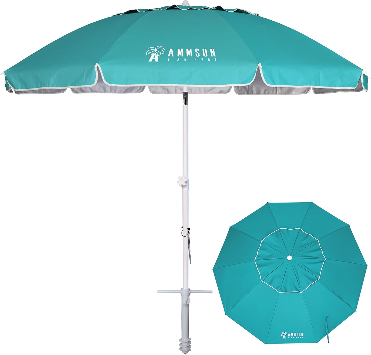 AMMSUN 8FT Beach Umbrella with Sand Anchor – Windproof Outdoor Sunshade with Tilt, Air Vents & UPF 50+ UV Protection for Beach, Pool & Patio - Image 35