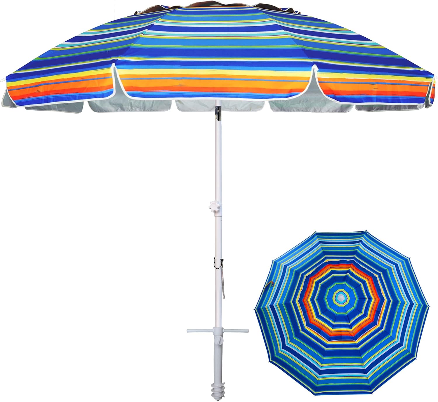 AMMSUN 8FT Beach Umbrella with Sand Anchor – Windproof Outdoor Sunshade with Tilt, Air Vents & UPF 50+ UV Protection for Beach, Pool & Patio - Image 23