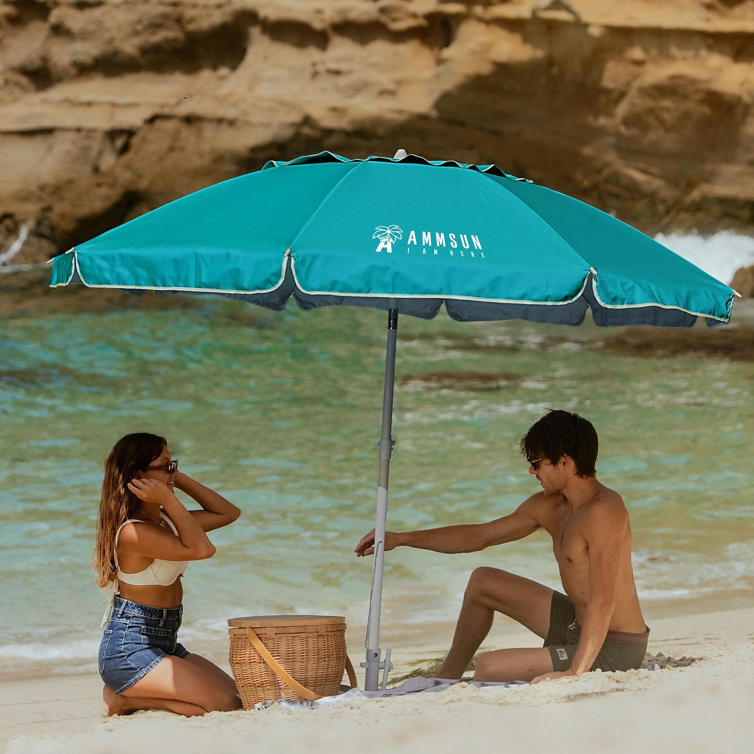 AMMSUN 8FT Beach Umbrella with Sand Anchor – Windproof Outdoor Sunshade with Tilt, Air Vents & UPF 50+ UV Protection for Beach, Pool & Patio - Image 38