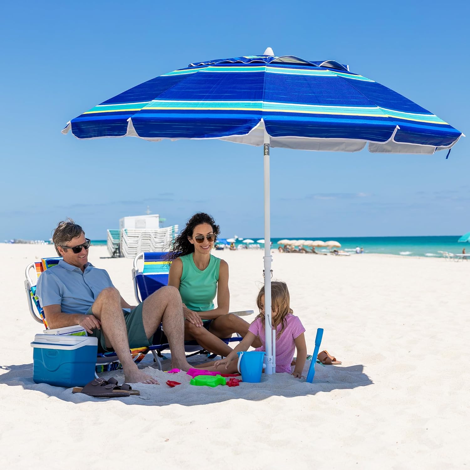 AMMSUN 8FT Beach Umbrella with Sand Anchor – Windproof Outdoor Sunshade with Tilt, Air Vents & UPF 50+ UV Protection for Beach, Pool & Patio - Image 8