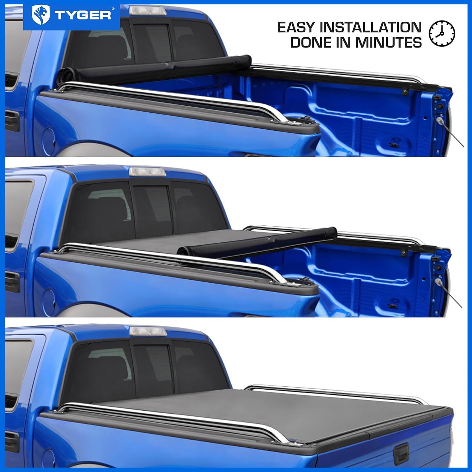 Tyger Auto T1 Soft Roll-Up Tonneau Cover for 2021–2025 Ford F-150 & Lightning | 5.5ft (67") Bed - Image 53