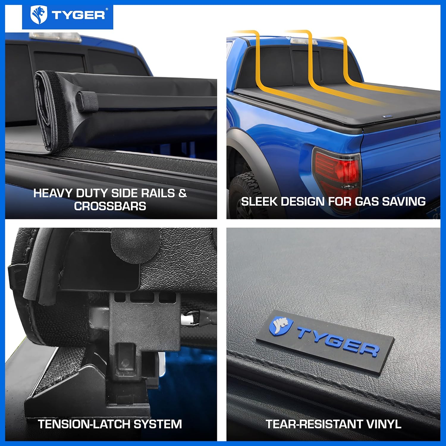 Tyger Auto T1 Soft Roll-Up Tonneau Cover for 2021–2025 Ford F-150 & Lightning | 5.5ft (67") Bed - Image 25