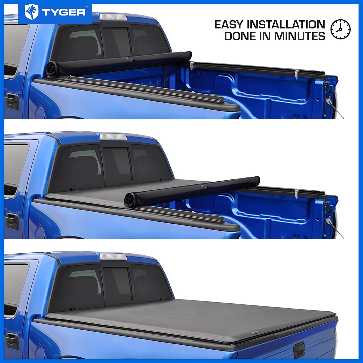Tyger Auto T1 Soft Roll-Up Tonneau Cover for 2021–2025 Ford F-150 & Lightning | 5.5ft (67") Bed - Image 76