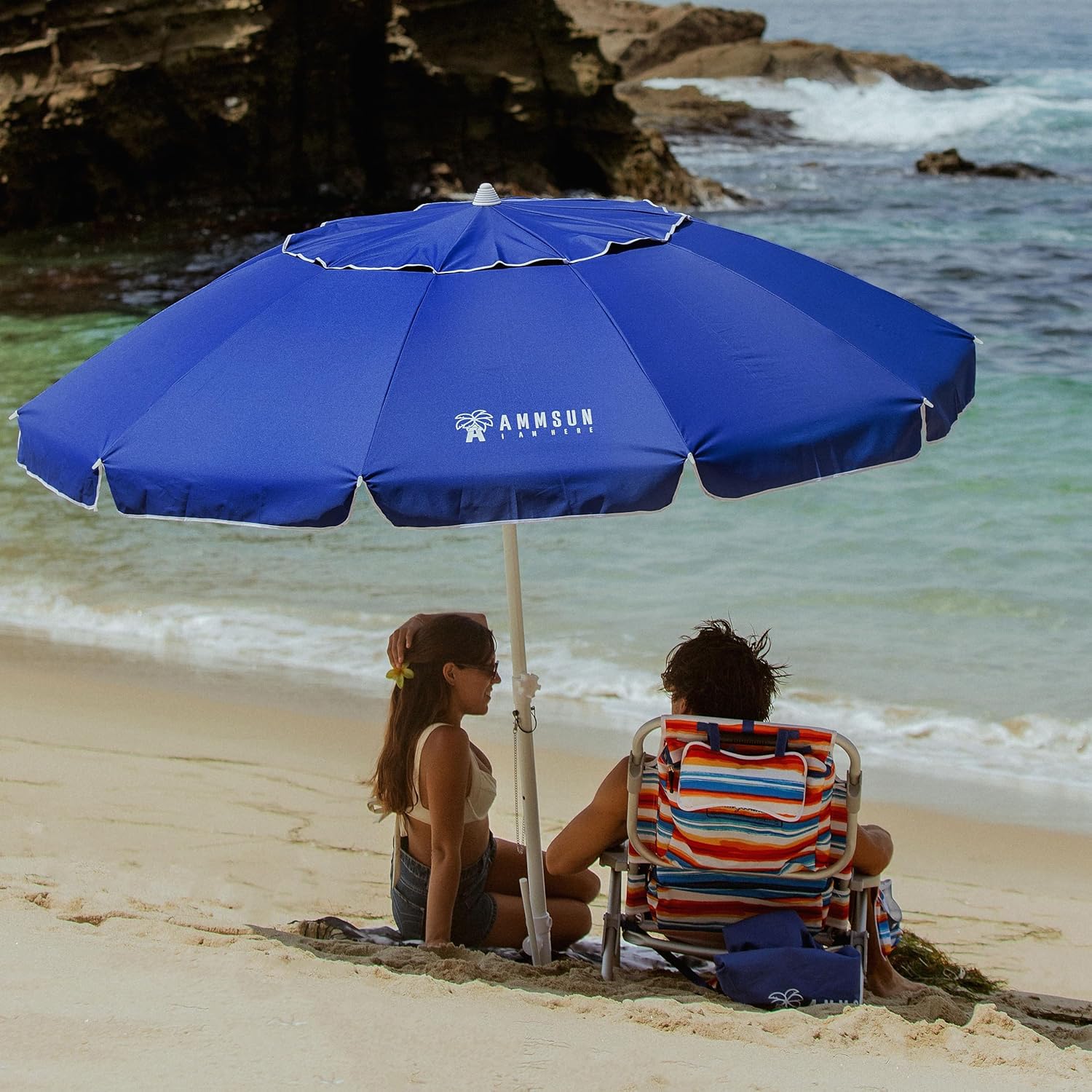 AMMSUN 8FT Beach Umbrella with Sand Anchor – Windproof Outdoor Sunshade with Tilt, Air Vents & UPF 50+ UV Protection for Beach, Pool & Patio - Image 18